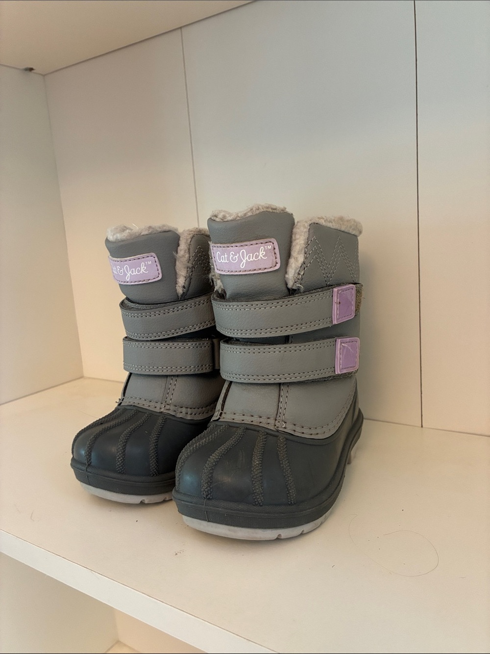 Cat & Jack Gray and Lavender Kids Waterproof Winter Boots